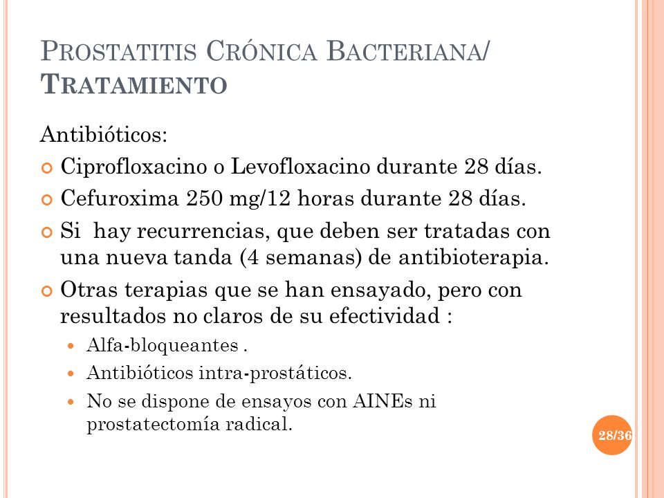 trattamento antibiotico in prostatite cronica y